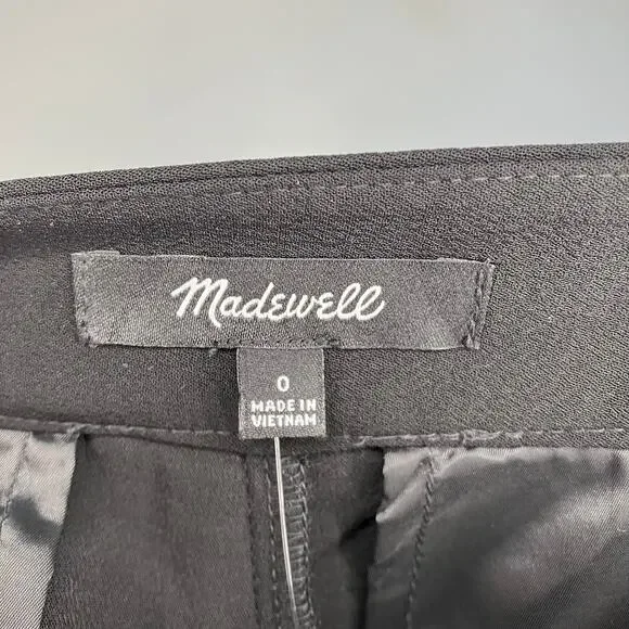 NWT MADEWELL The Rosedale High-Rise Straight Pant in Crepe Black 0 - Picture 4 of 7